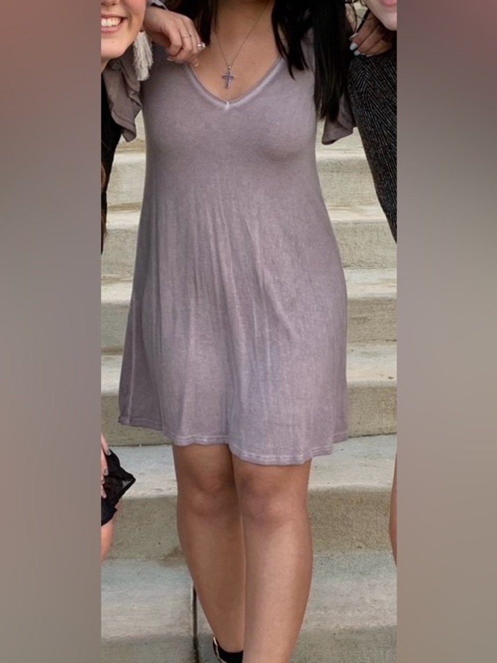 American Eagle Outfitters Purple V-Neck Long Sleeve Bell Sleeve Dress